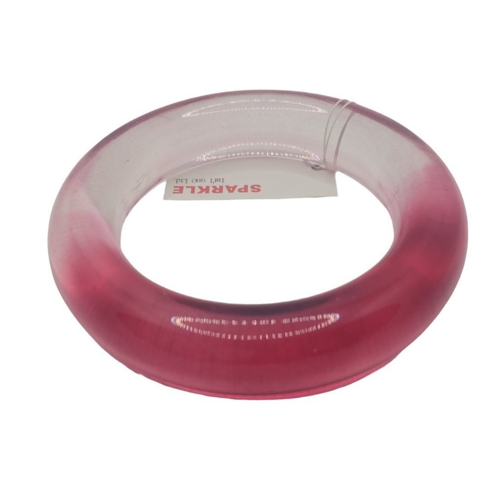 Solid Thick Bangle Bracelet, Clear / Cloudy Pink